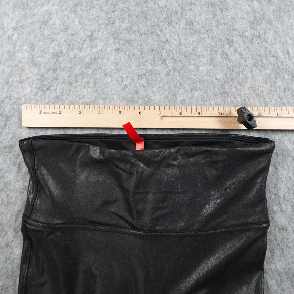 Spanx Leggings Women Medium Black Faux Leather High Waisted‎ Slimming Moto Edgy